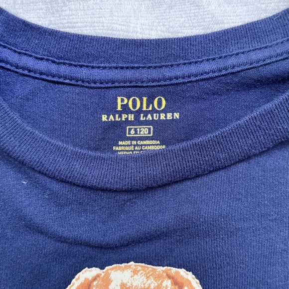 Polo Bear Ralph Lauren Kids Navy Soccer Bear long sleeve T Shirt 6 - Picture 3 of 5